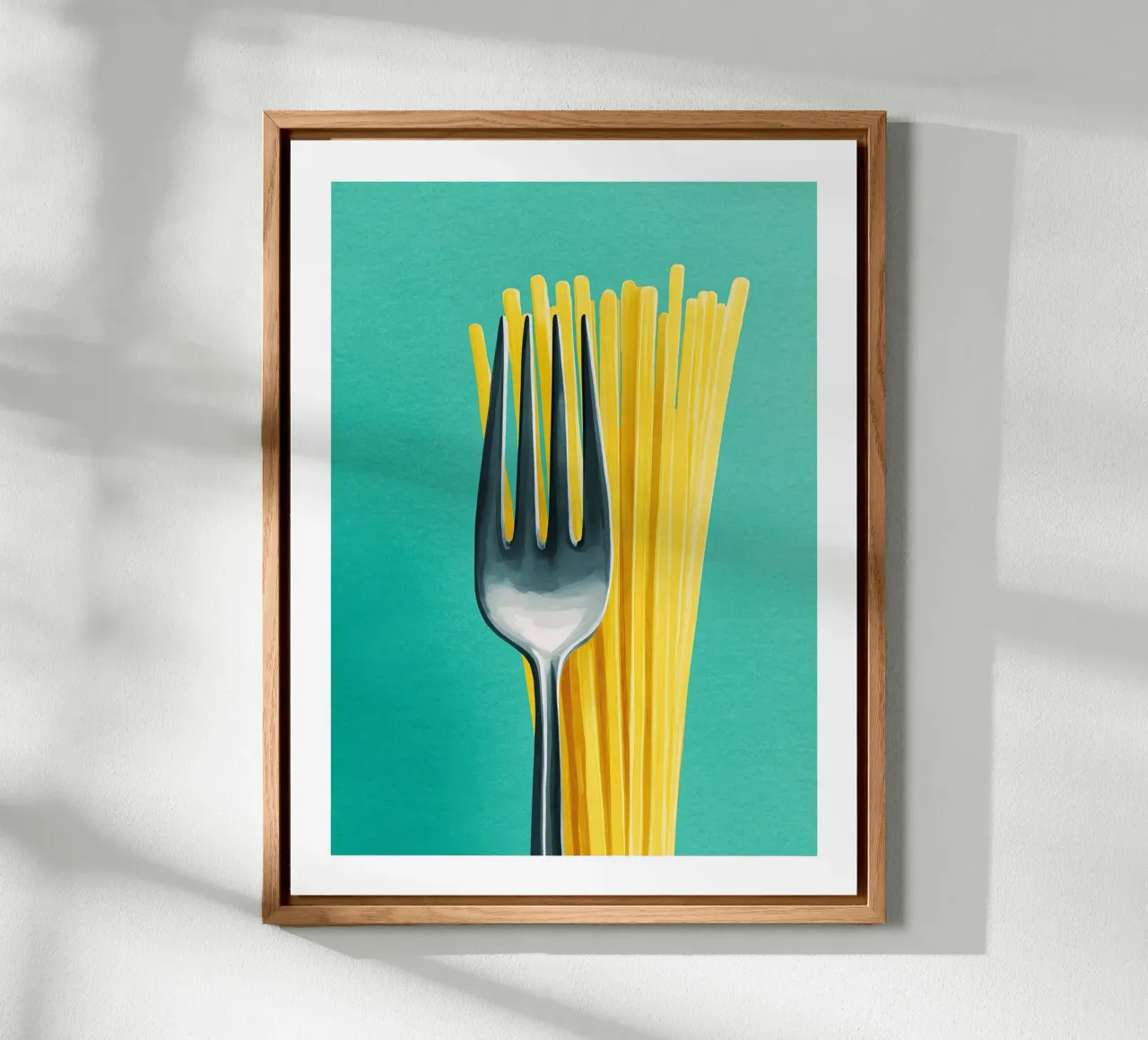 Spaghetti and Fork Pop Minimalist alluminio dibond da Spice & Spoon Studio