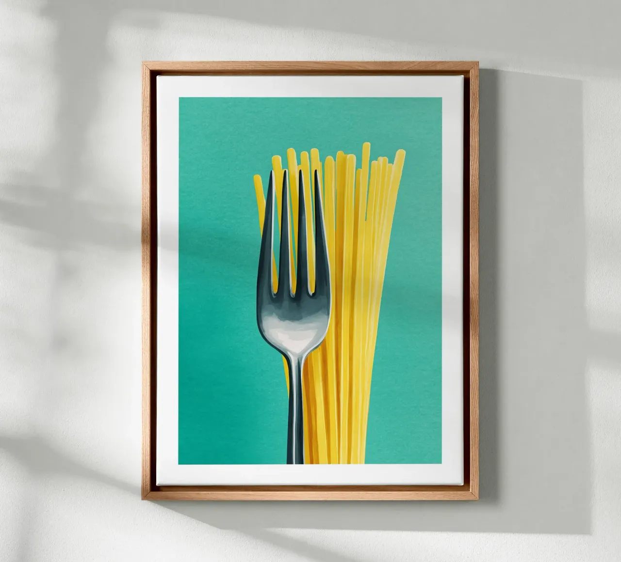 Spaghetti and Fork Pop Minimalist canvas by Spice & Spoon Studio
