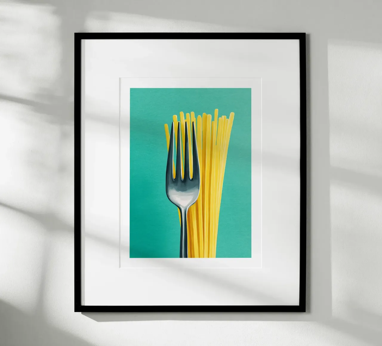 Spaghetti and Fork Pop Minimalist poster by Spice & Spoon Studio