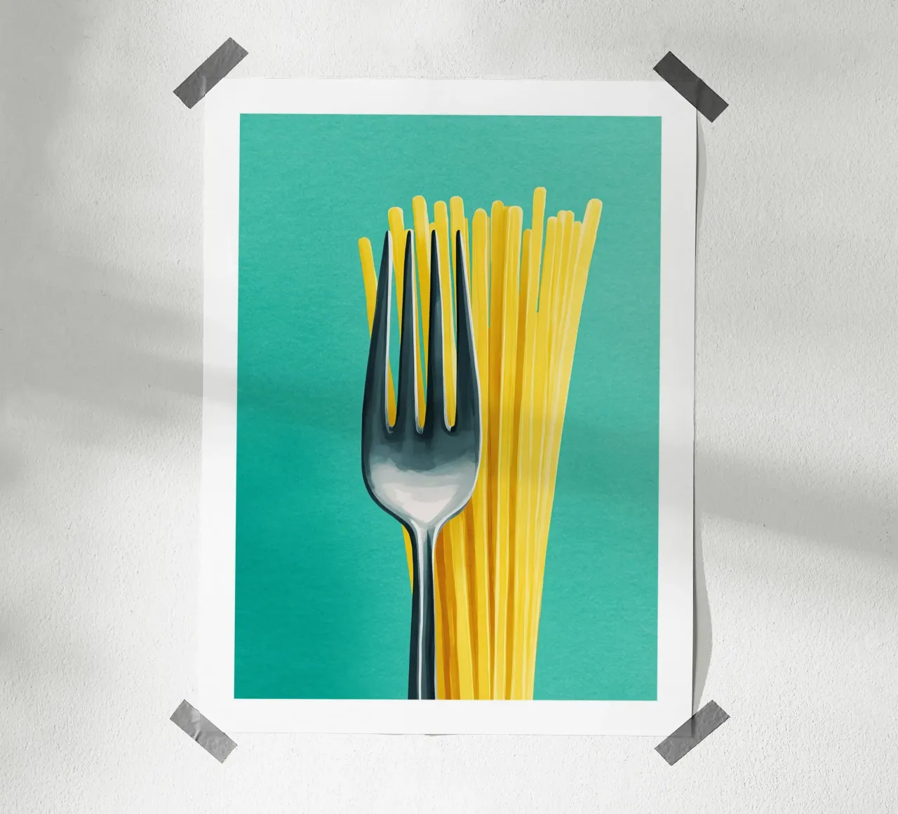 Spaghetti and Fork Pop Minimalist poster da Spice & Spoon Studio