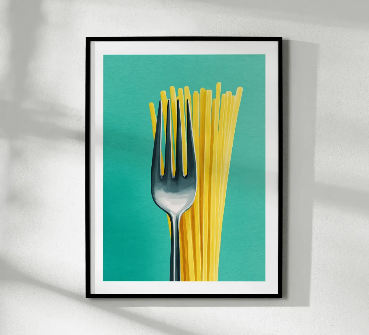 Spaghetti and Fork Pop Minimalist poster by Spice & Spoon Studio