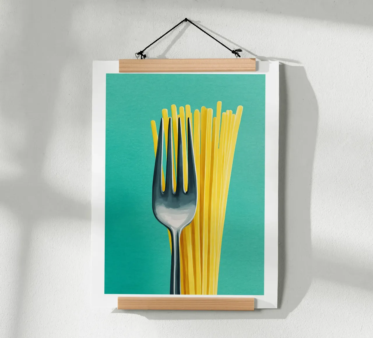 Spaghetti and Fork Pop Minimalist poster by Spice & Spoon Studio
