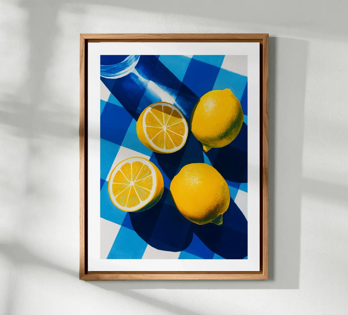 Sunny Lemons on Blue Gingham alu-dibond by Spice & Spoon Studio