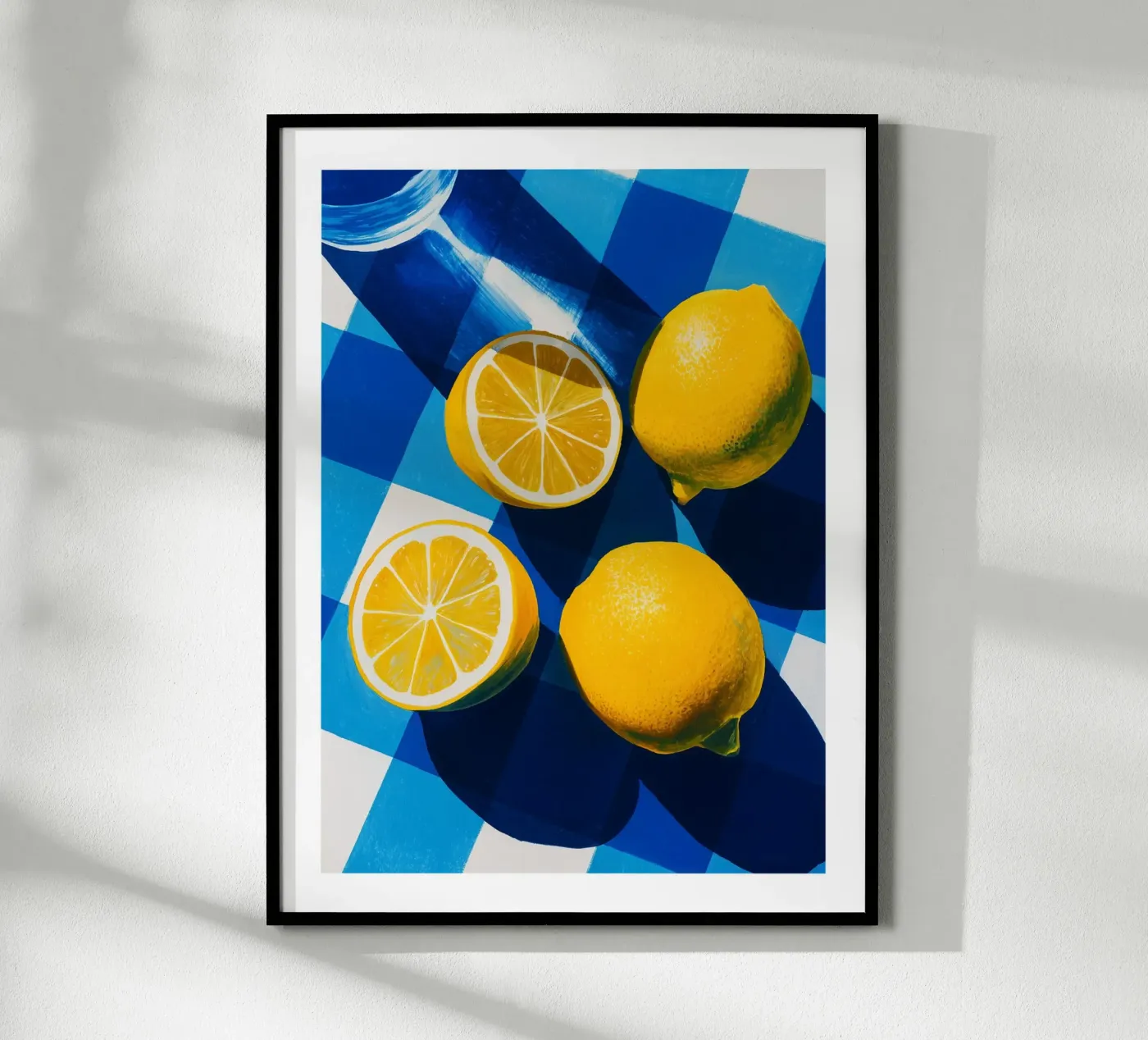 Sunny Lemons on Blue Gingham Hahnemühle von Spice & Spoon Studio
