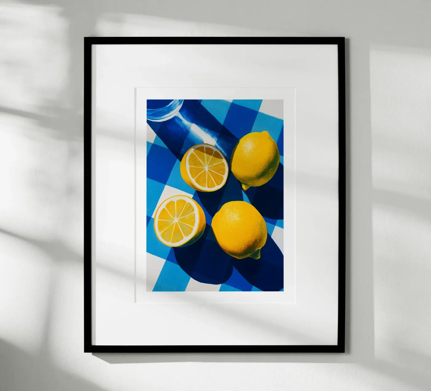 Sunny Lemons on Blue Gingham Hahnemühle von Spice & Spoon Studio