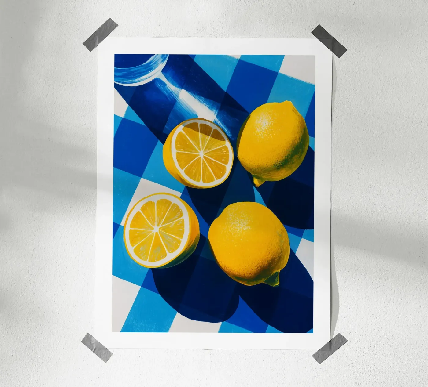 Sunny Lemons on Blue Gingham Hahnemühle von Spice & Spoon Studio