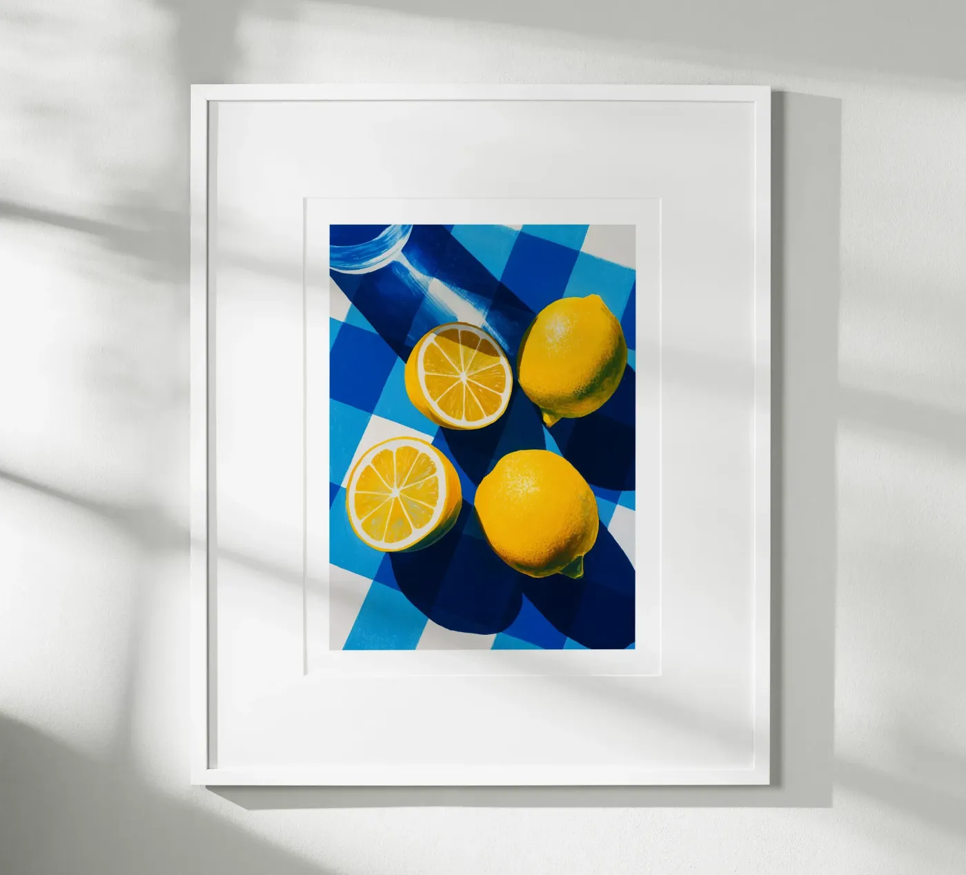 Sunny Lemons on Blue Gingham Hahnemühle von Spice & Spoon Studio
