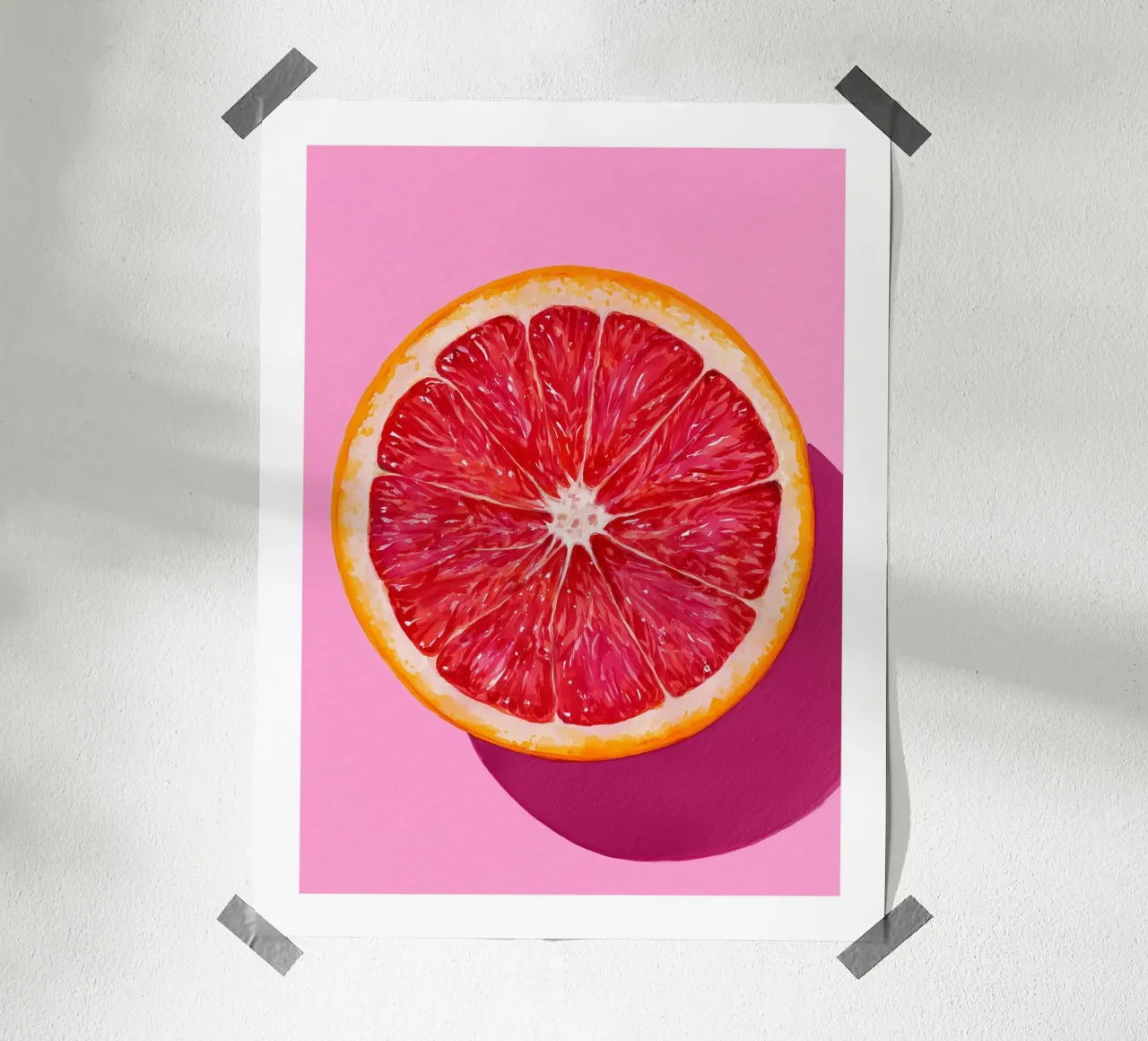 Pompelmo rubino su rosa poster da Spice & Spoon Studio