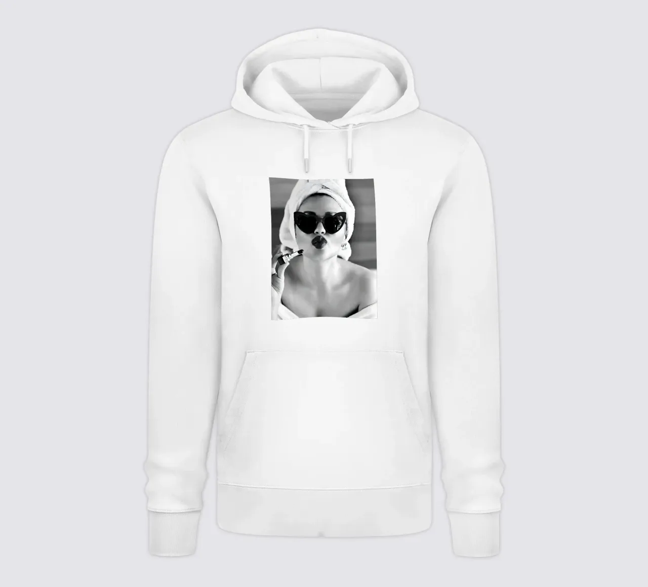 Invio di un bacio in bianco e nero felpa con cappuccio da Galery Vintage