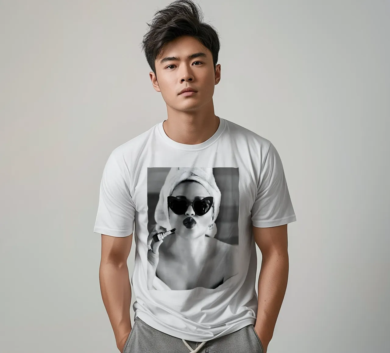 Invio di un bacio in bianco e nero t-shirt da Galery Vintage