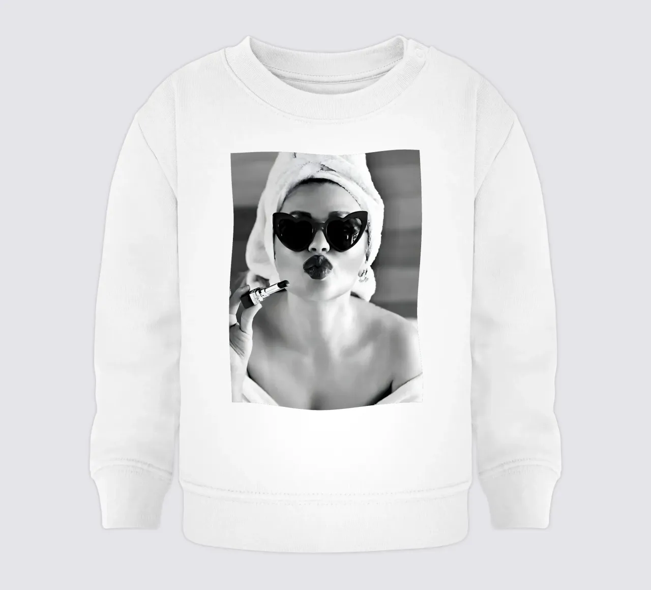 Invio di un bacio in bianco e nero felpa neonato da Galery Vintage