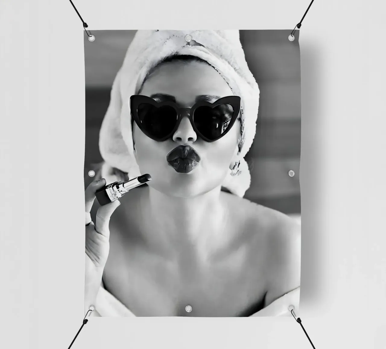 Invio di un bacio in bianco e nero telo in pvc da Galery Vintage