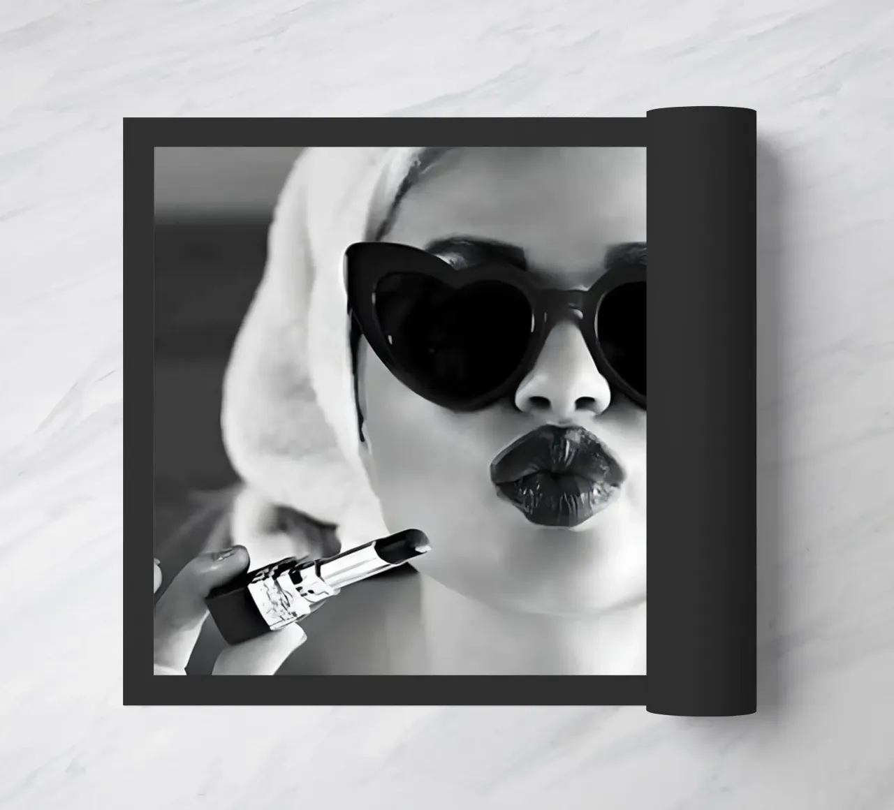 Invio di un bacio in bianco e nero zerbino da Galery Vintage