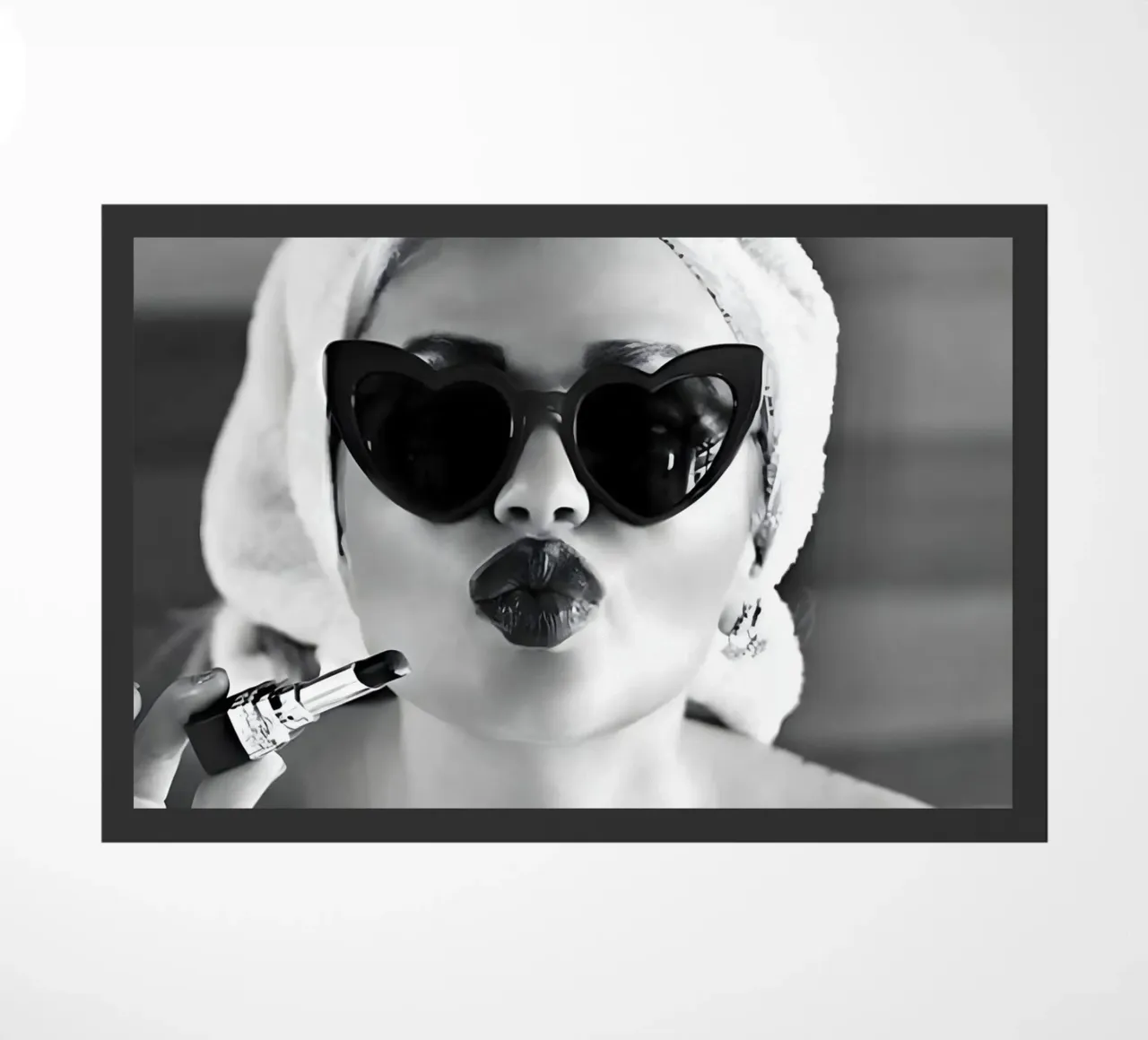 Invio di un bacio in bianco e nero zerbino da Galery Vintage