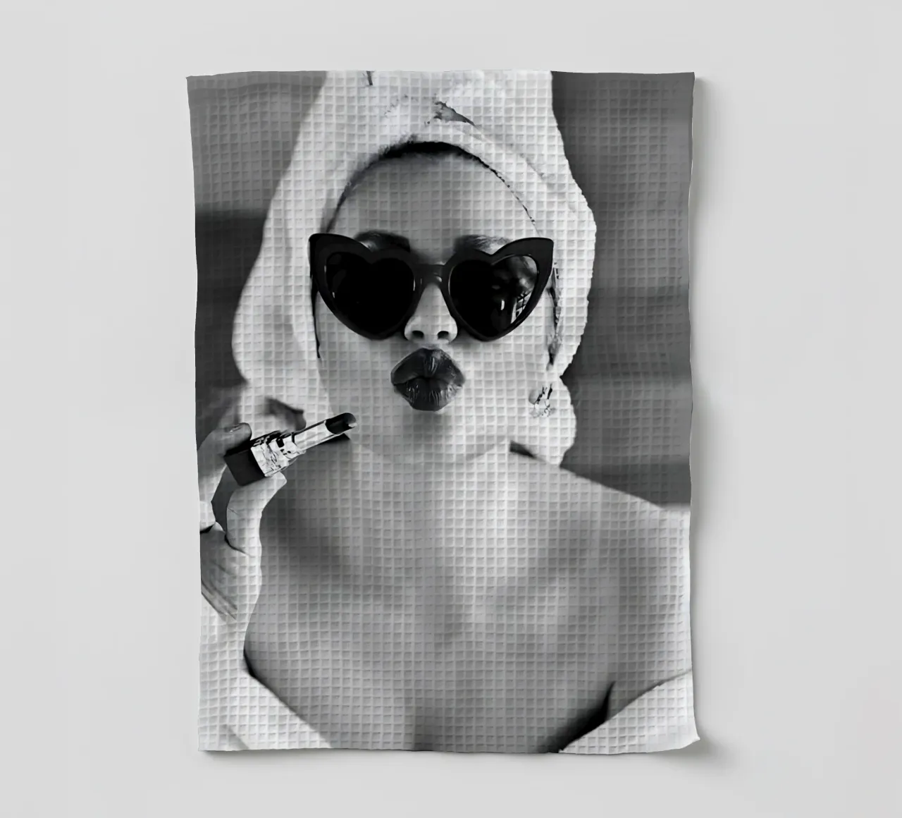 Invio di un bacio in bianco e nero canovaccio da cucina da Galery Vintage