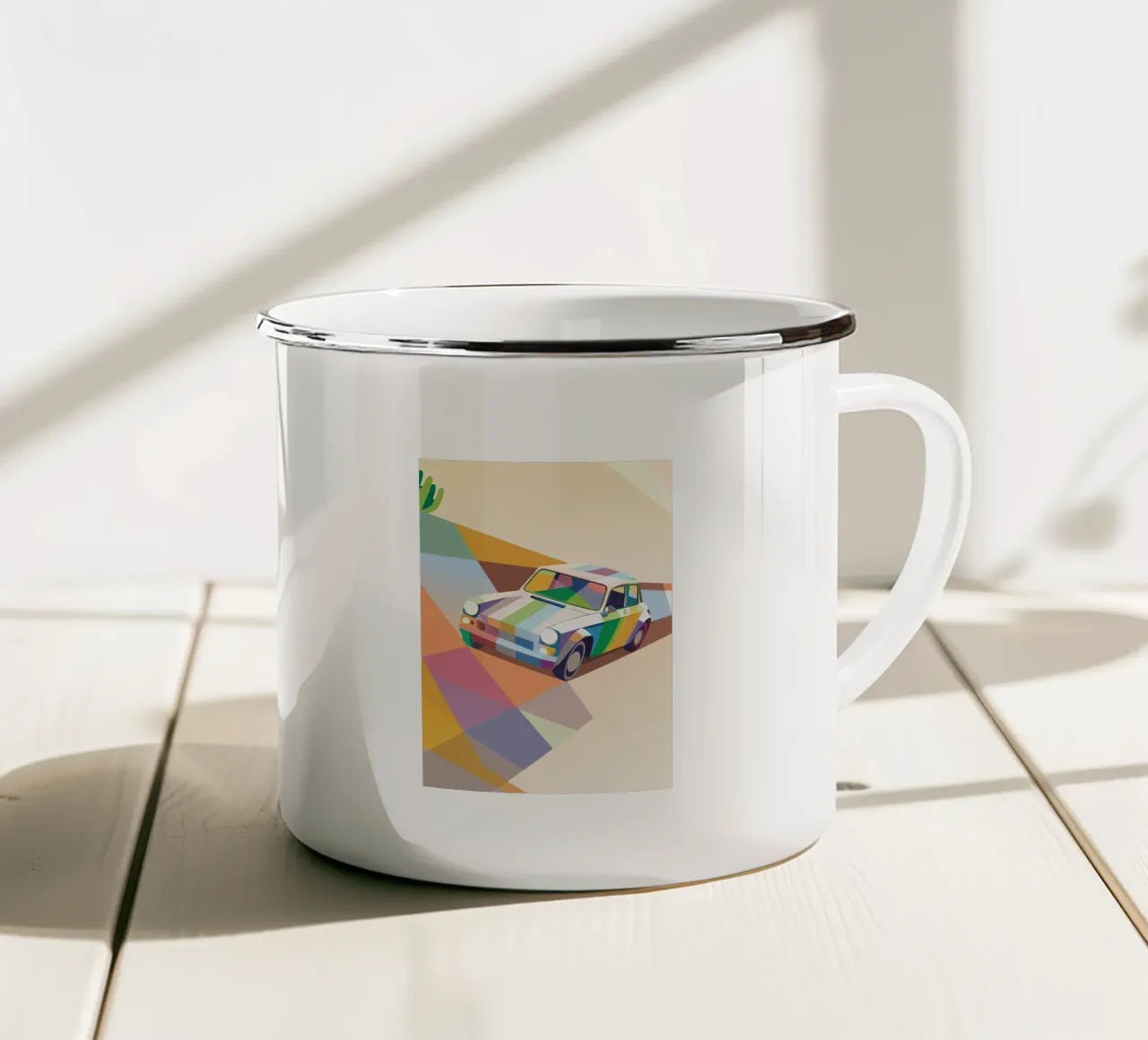 Auto d'epoca nel deserto tazza in smalto da POLYGON SPECIAL