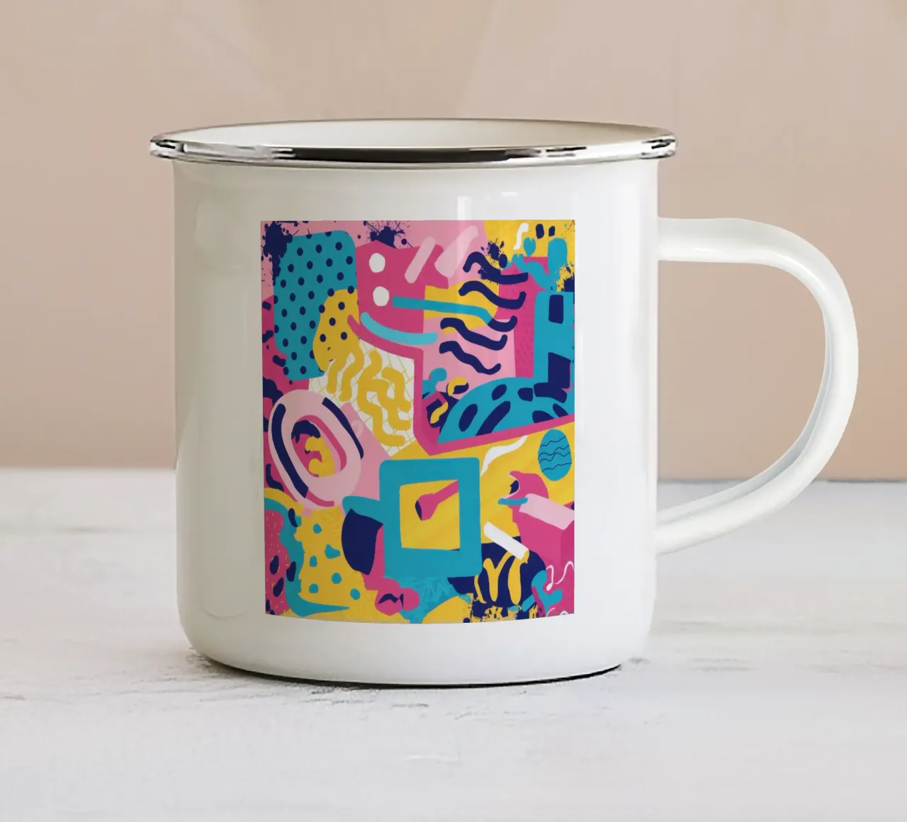 Caos digitale vibrante tazza in smalto da paintbelieve