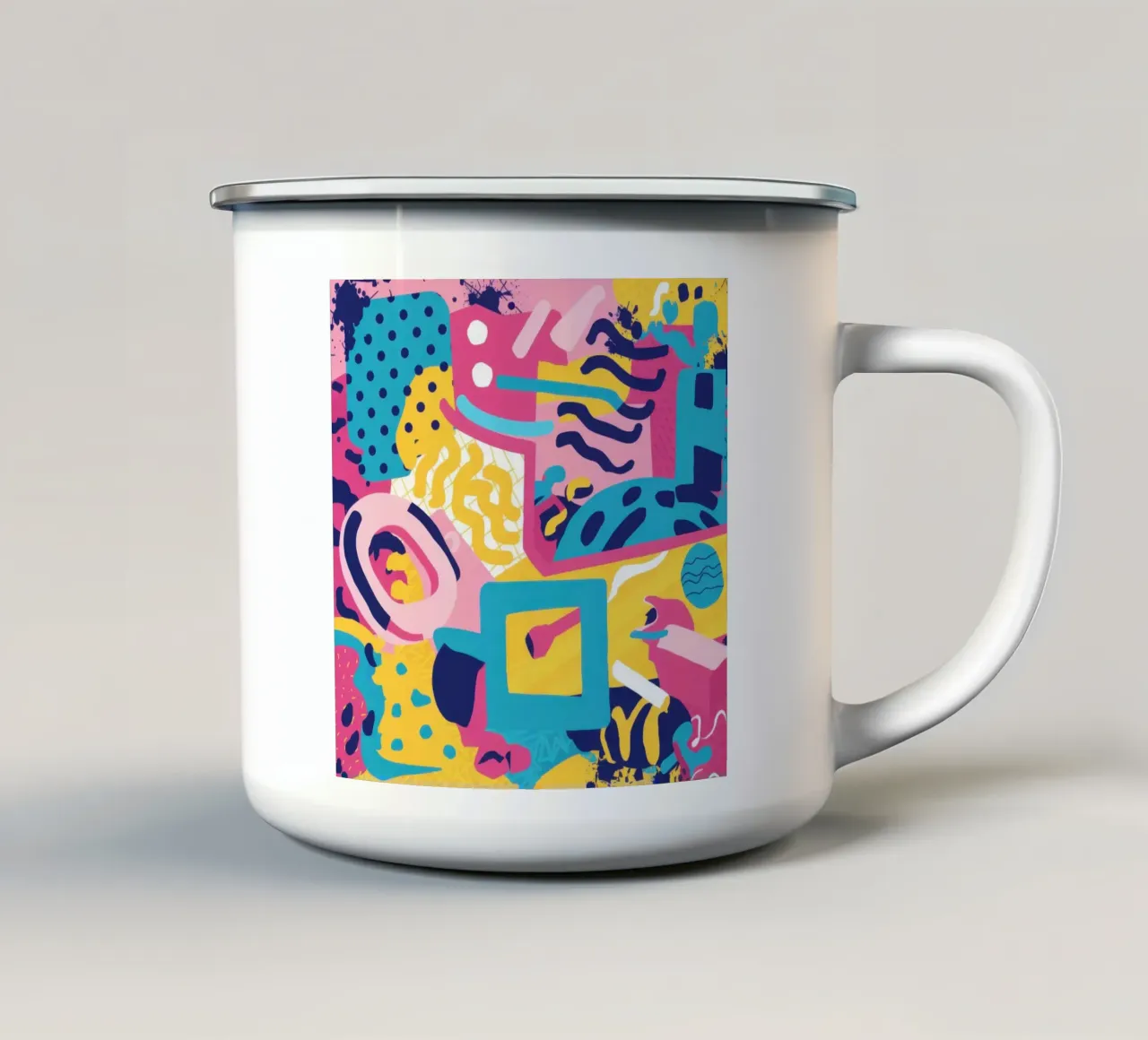 Caos digitale vibrante tazza in smalto da paintbelieve