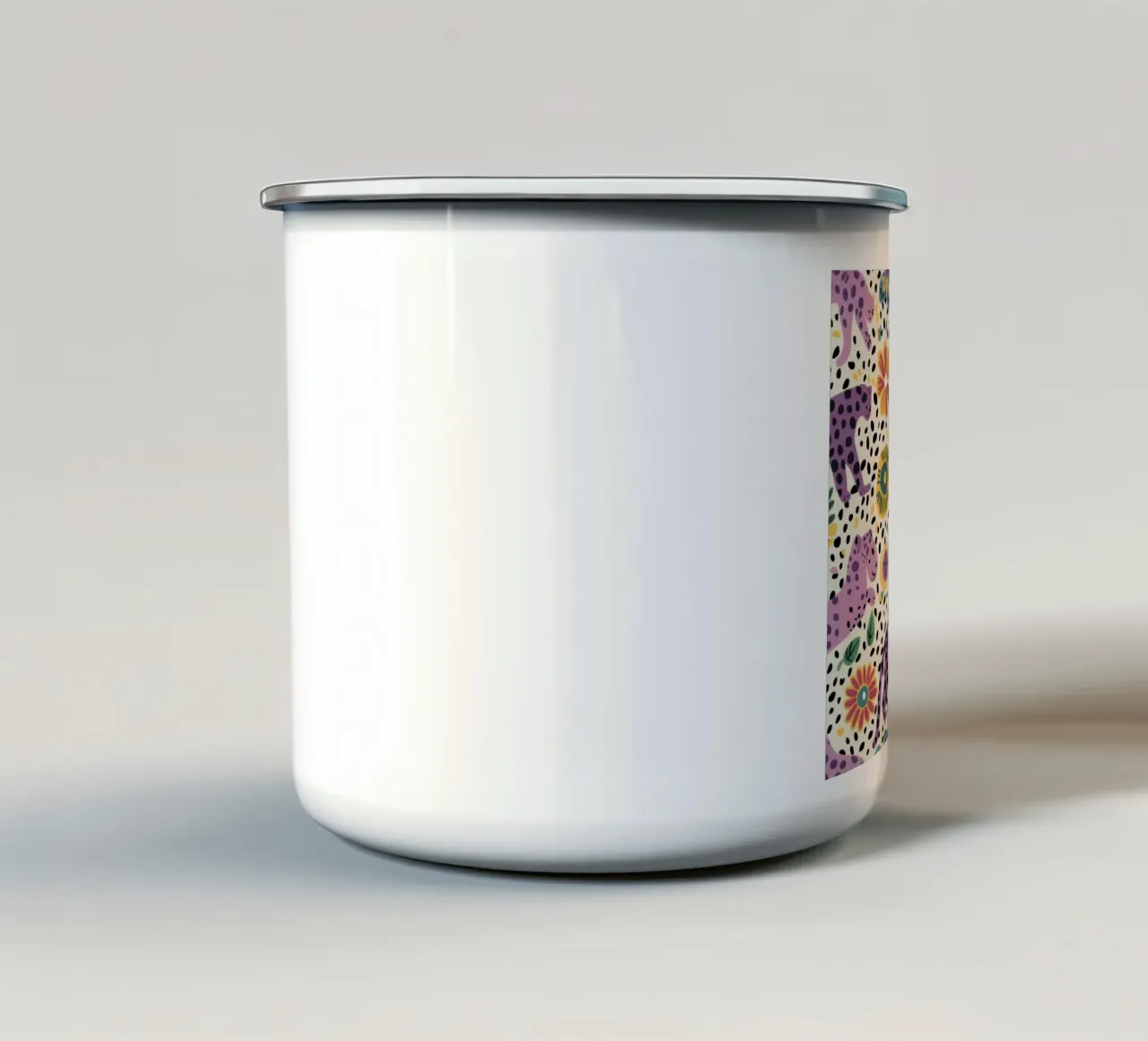 Leopardi viola regale tazza in smalto da paintbelieve