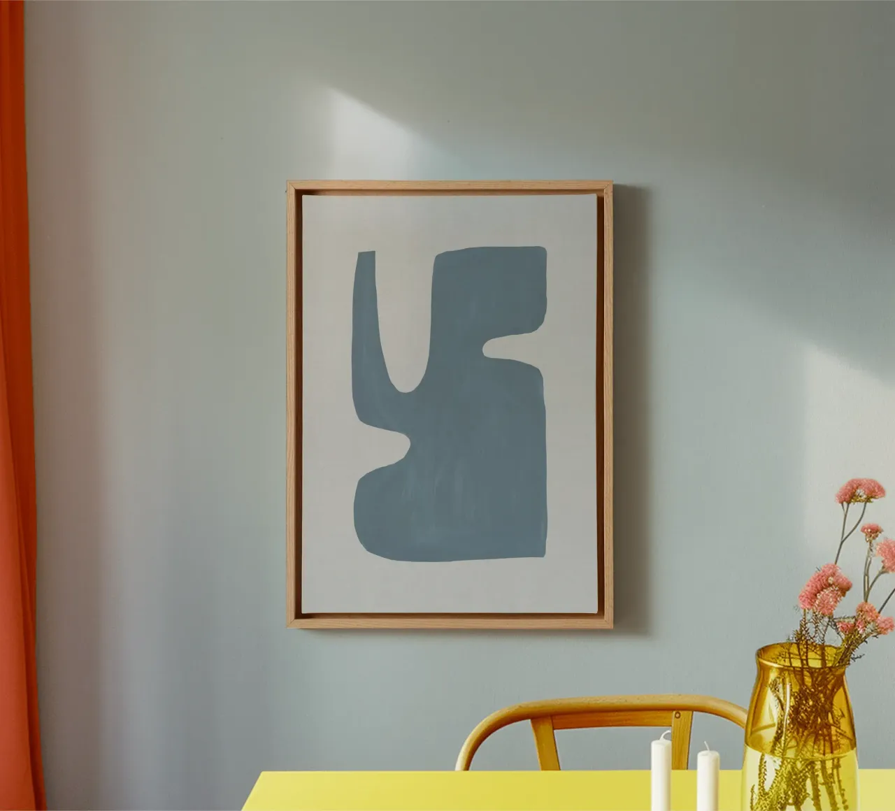 Blauw midden-eeuw I canvas met Baklijst van Orara Studio
