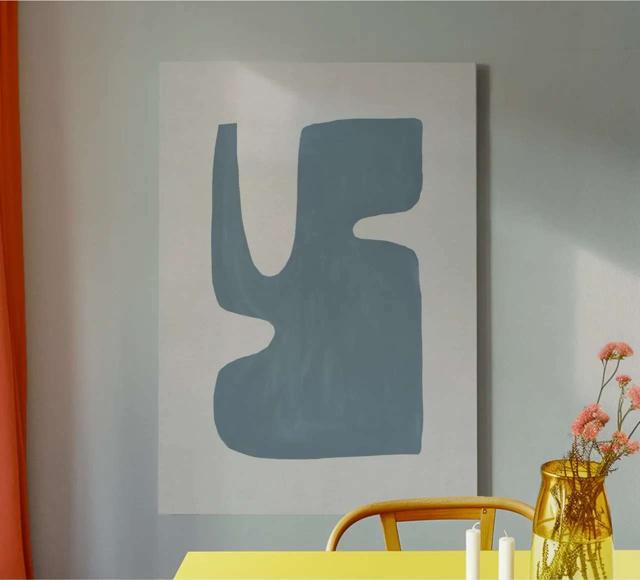 Blauw midden-eeuw I canvas met Baklijst van Orara Studio