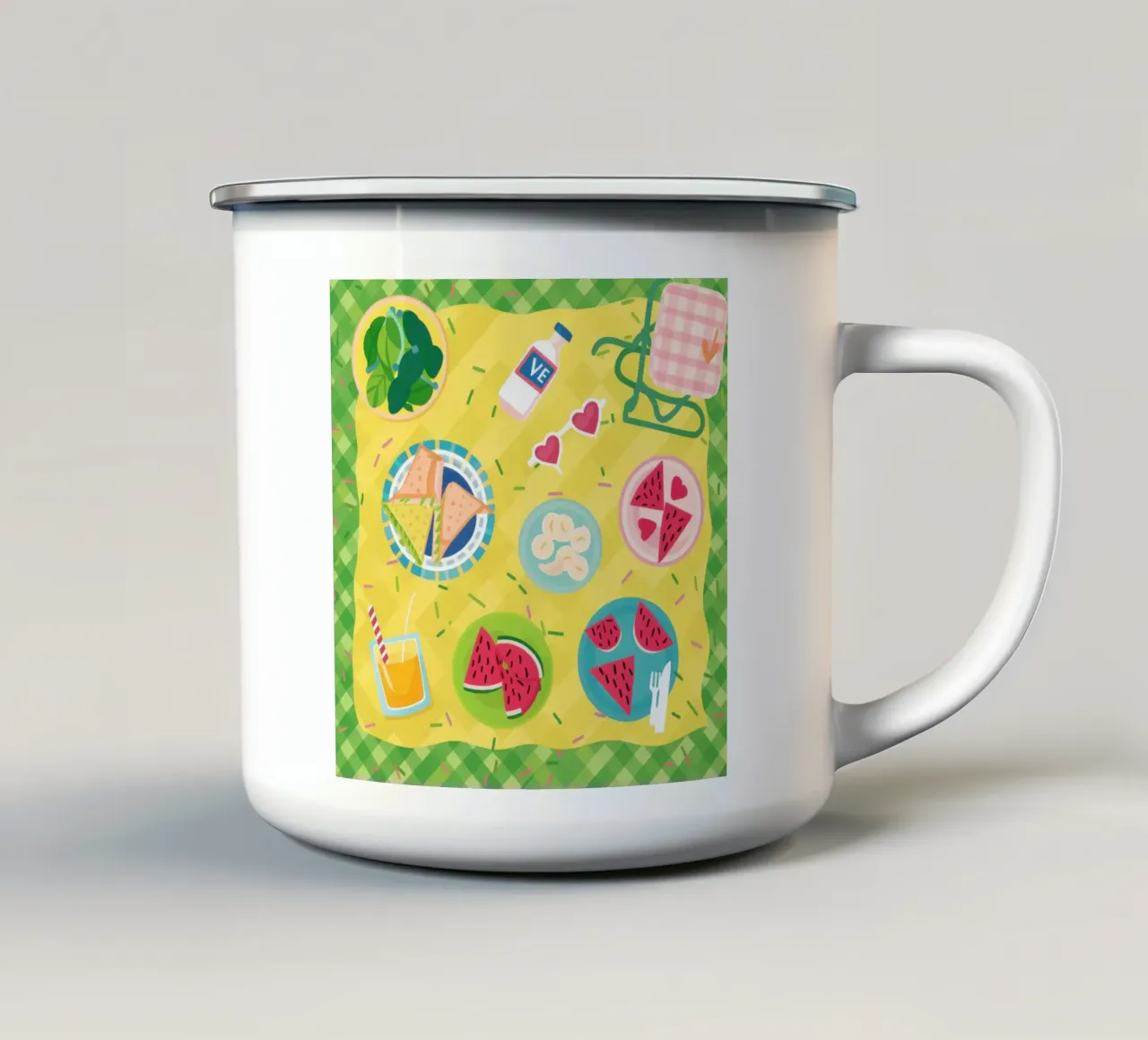 Flatlay di Joyful Foodie tazza in smalto da Sky Velour