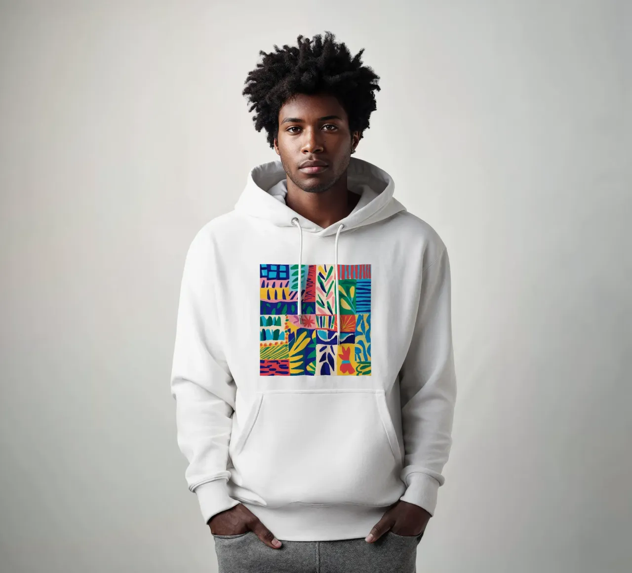 Patchwork della giungla fauvista felpa con cappuccio da Sky Velour