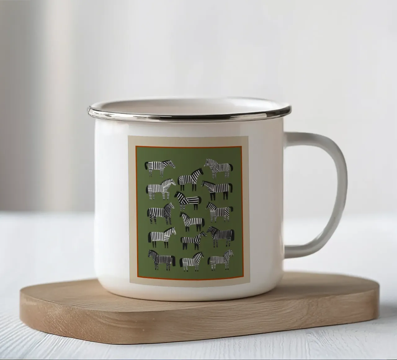 Cavalli a strisce tazza in smalto da cityart