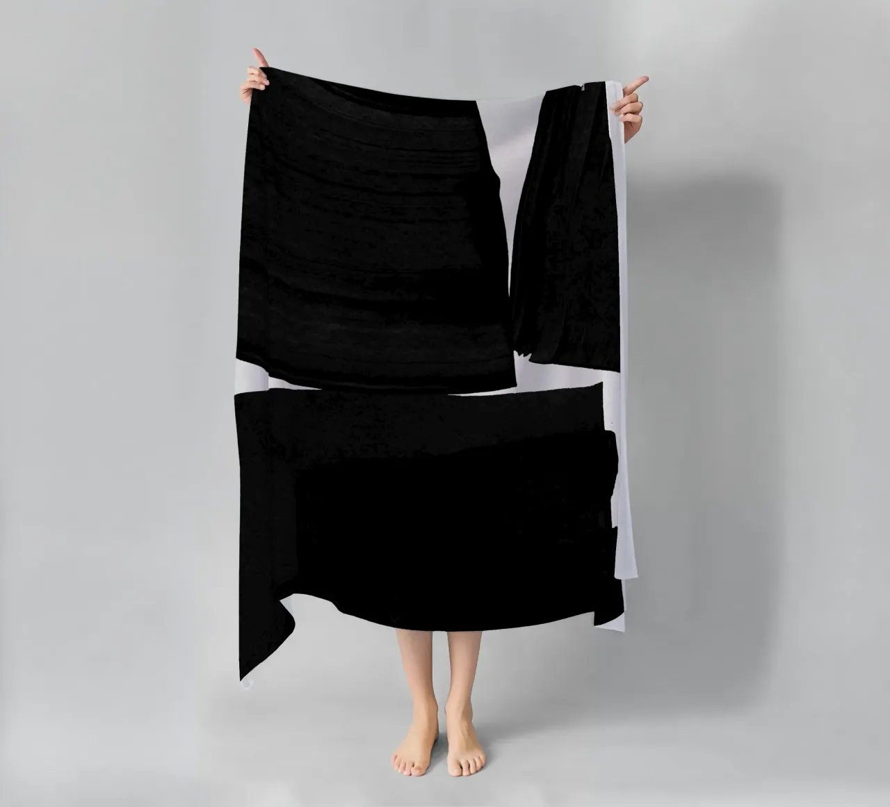Minimalist Painting Black I beach towel by Orara Studio