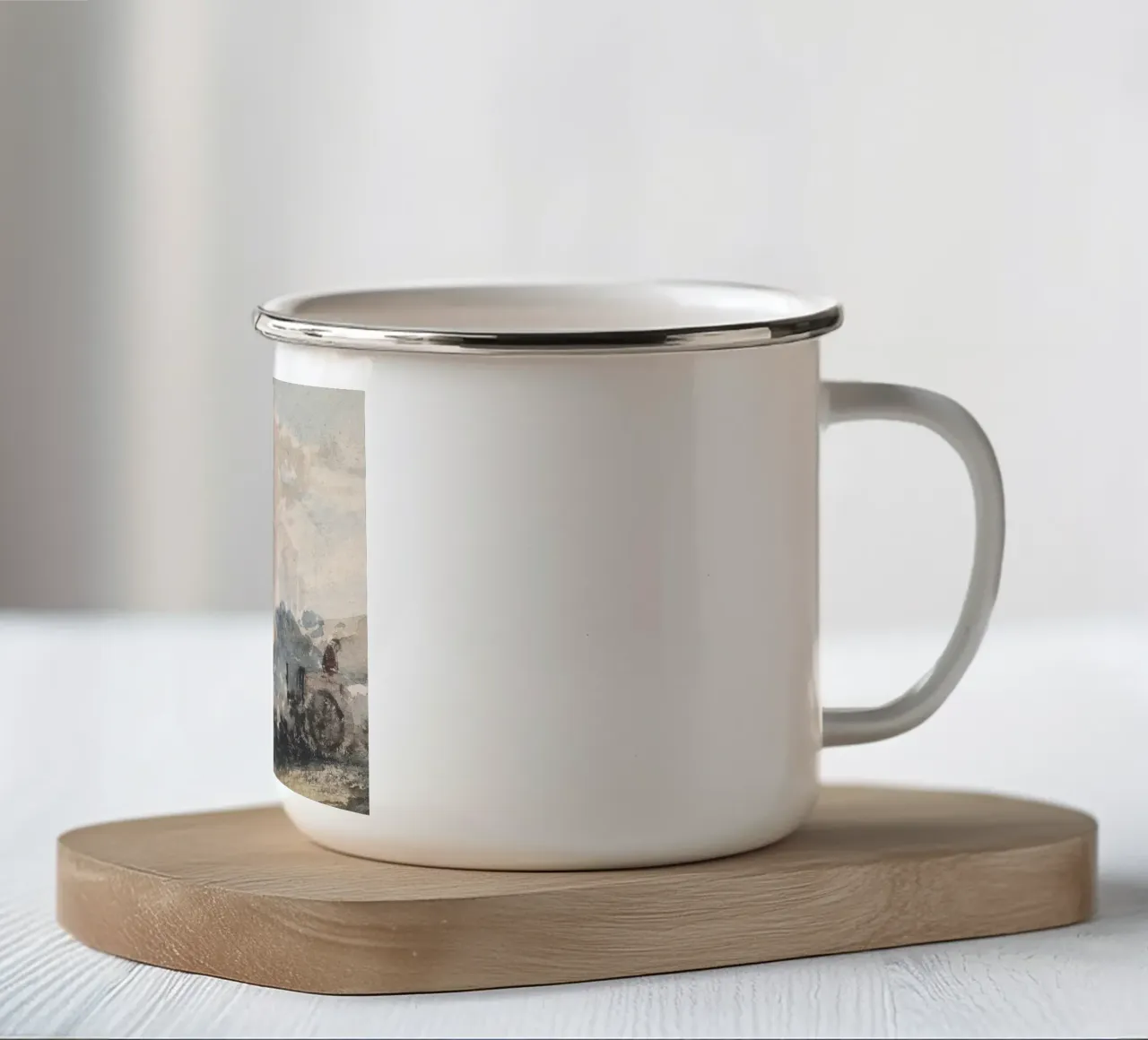 Paesaggio acquerellato in stile antico tazza in smalto da Vintage Posters