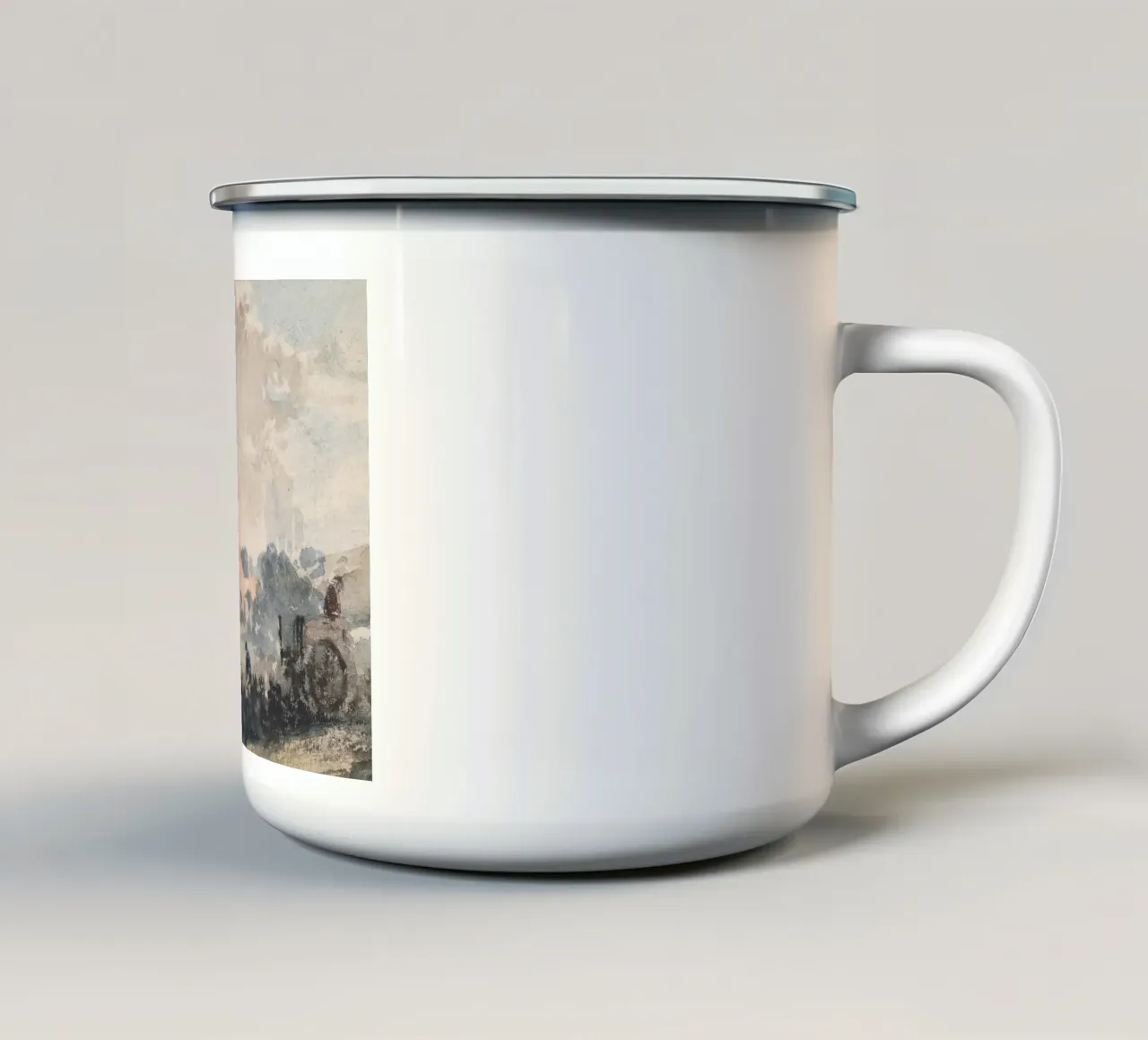 Paesaggio acquerellato in stile antico tazza in smalto da Vintage Posters
