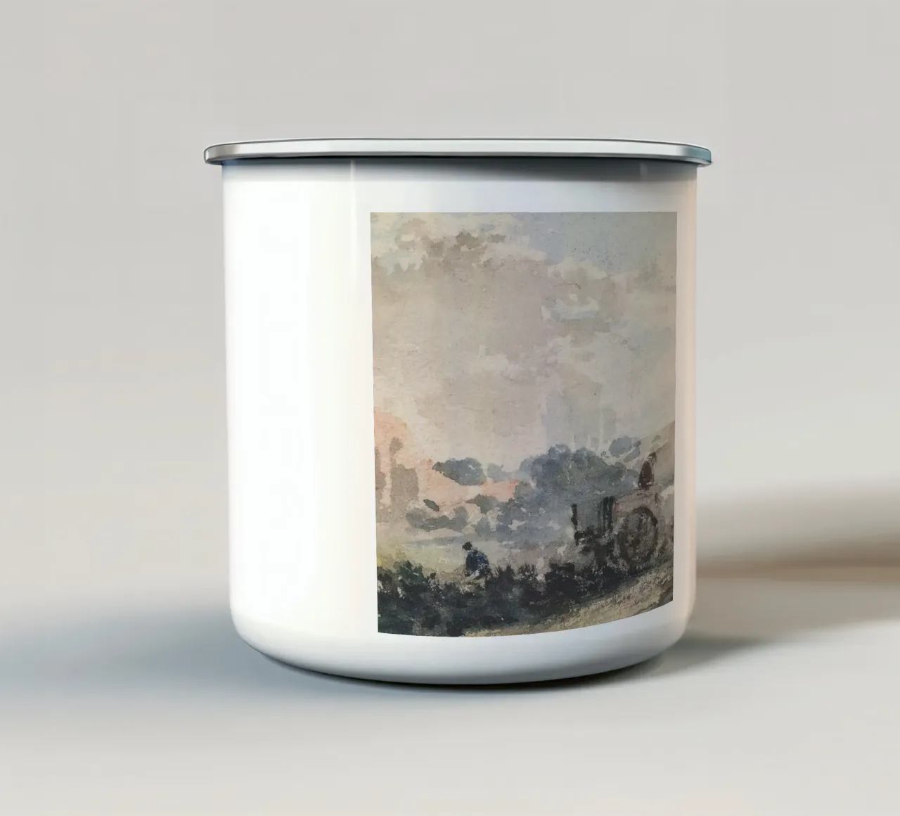 Paesaggio acquerellato in stile antico tazza in smalto da Vintage Posters