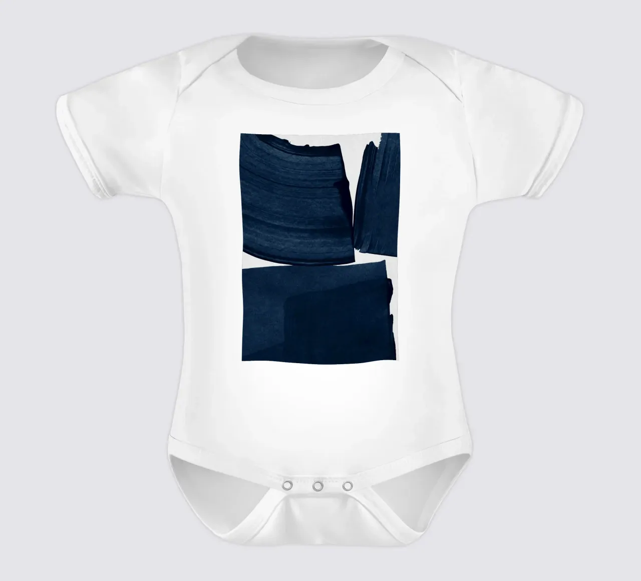 Pittura minimalista Blu I body neonato maniche corte da Orara Studio