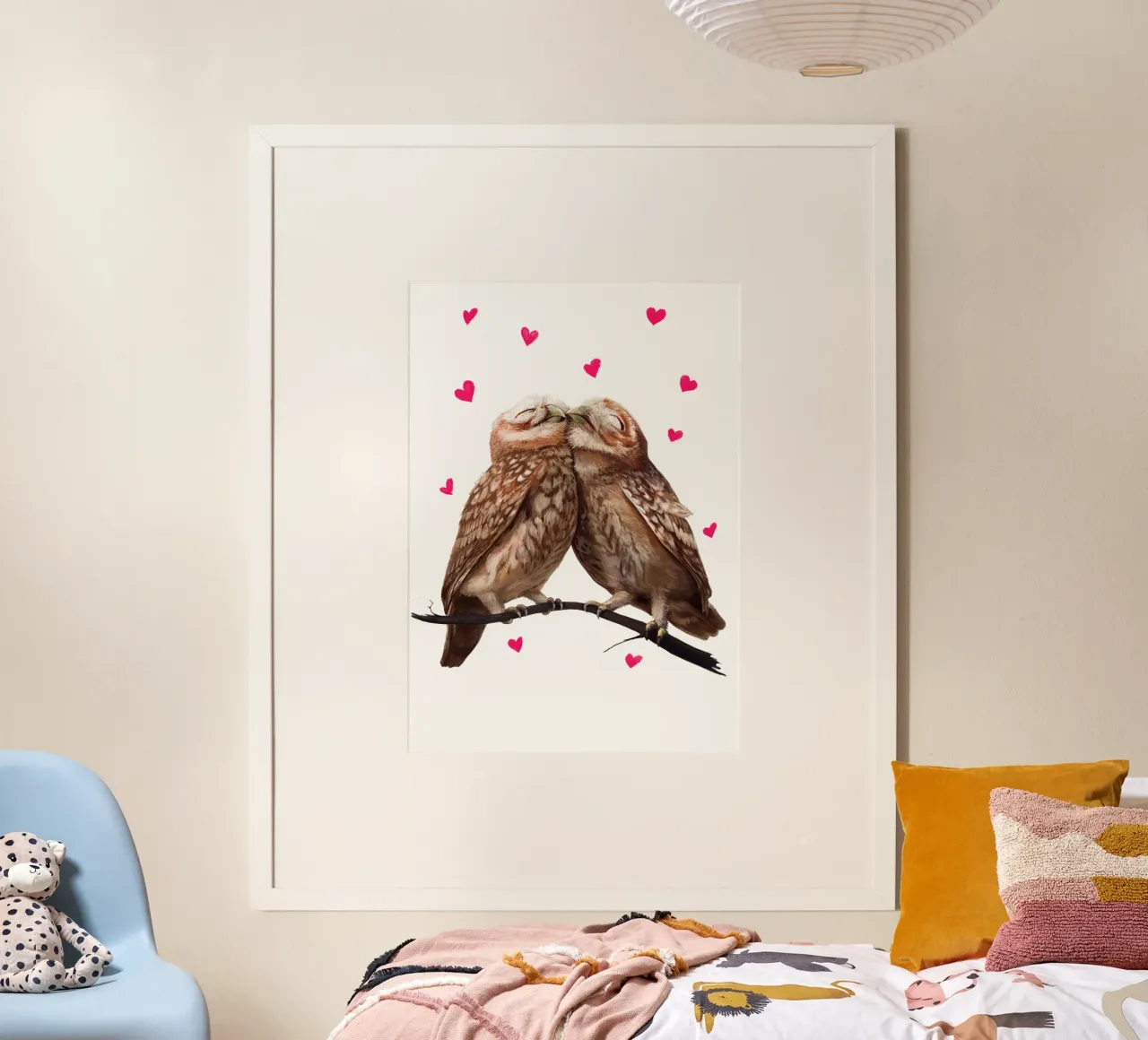 Gufi adorabili poster con telaio in alluminio da valeriyakorenkova