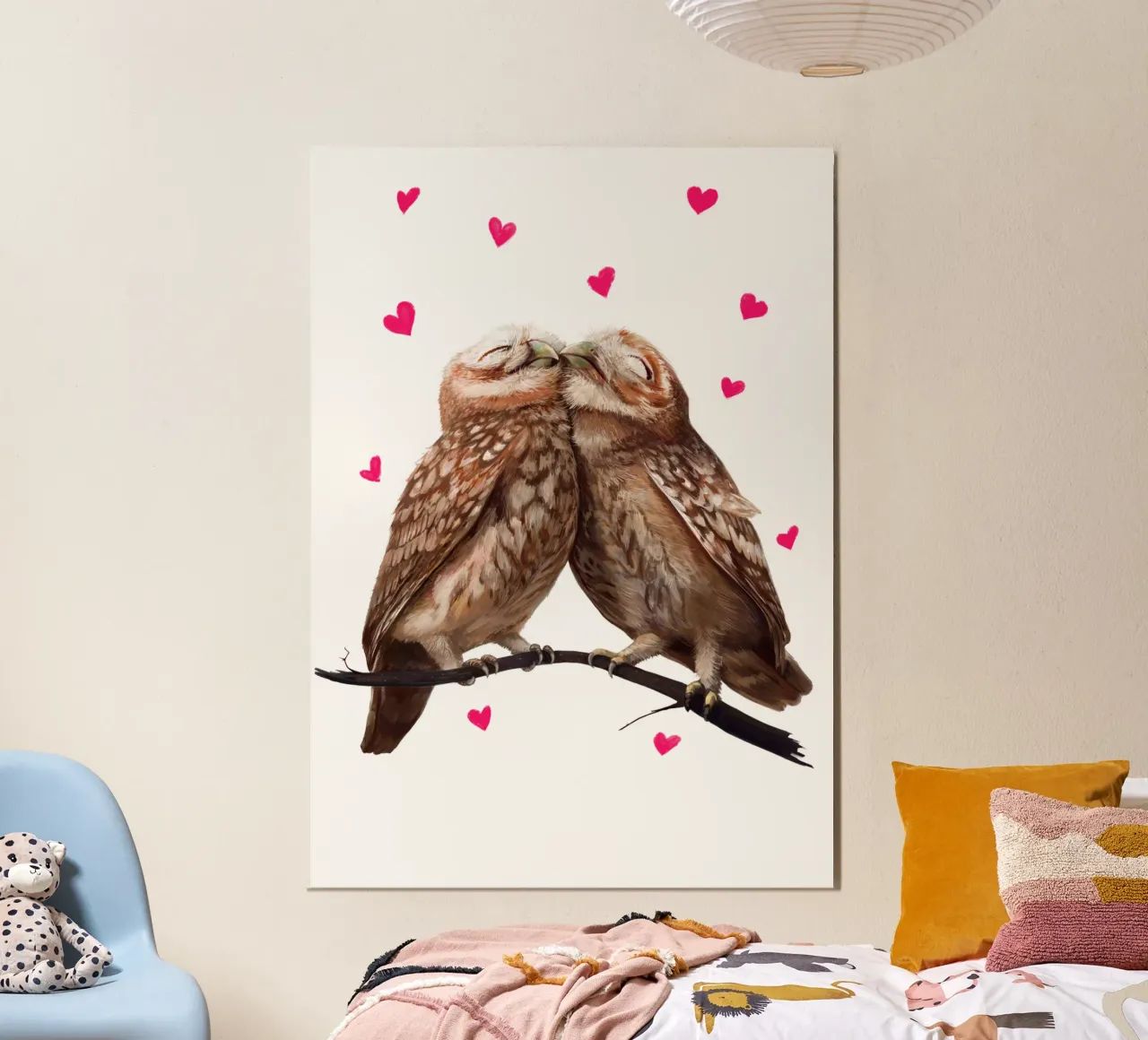 Gufi adorabili poster con telaio in alluminio da valeriyakorenkova