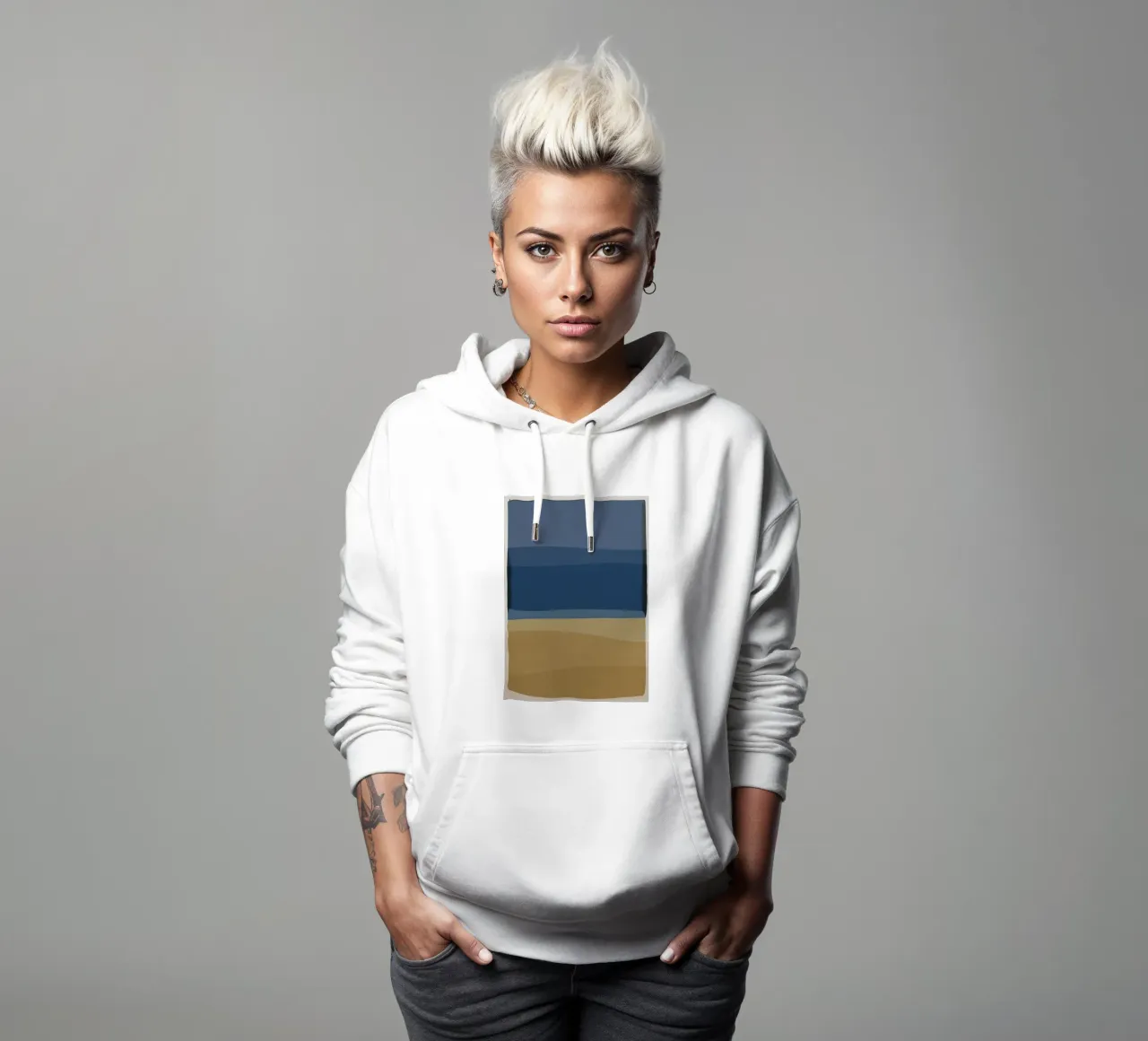 Blu e marrone moderno felpa con cappuccio da Orara Studio