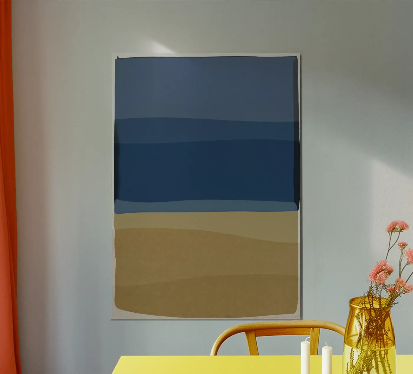 Modernes Blau und Braun Poster von Orara Studio