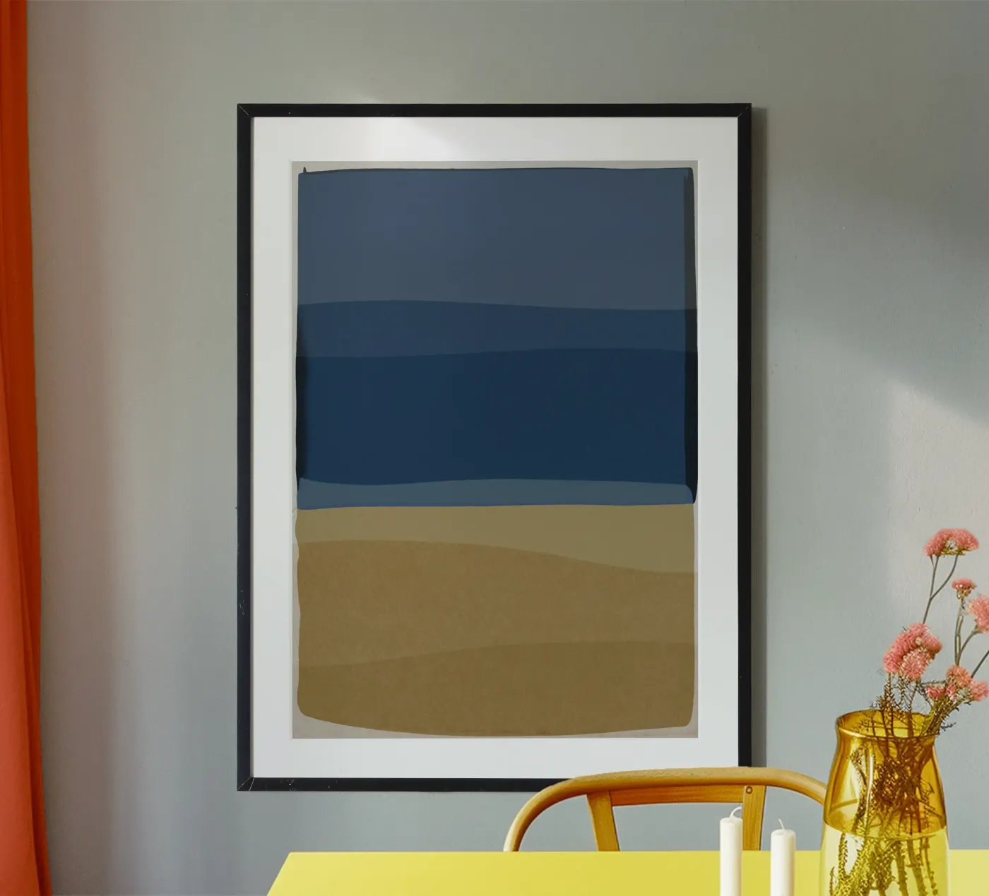 Modernes Blau und Braun Poster von Orara Studio
