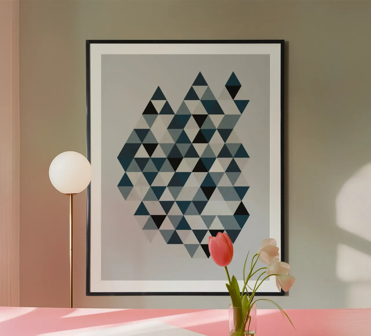 Ocean Mist Geometry - Sea Blue and Gray Triangle Pattern carta hahnemühle da Petra Lang - Design