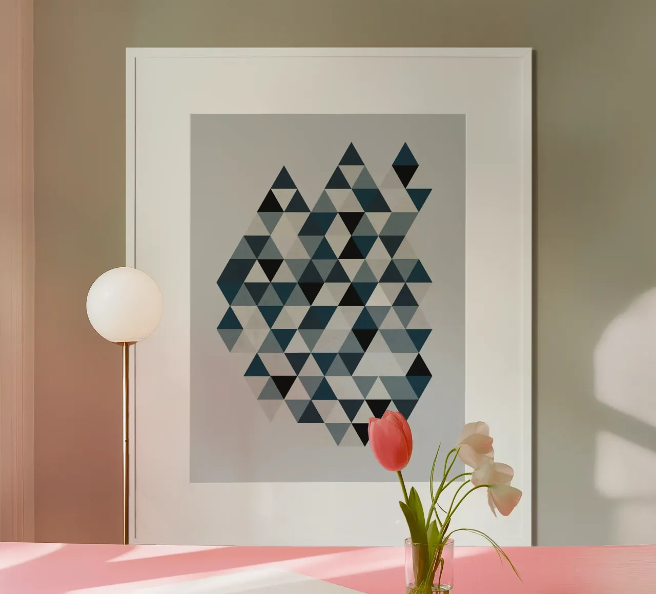 Ocean Mist Geometry - Sea Blue and Gray Triangle Pattern carta hahnemühle da Petra Lang - Design