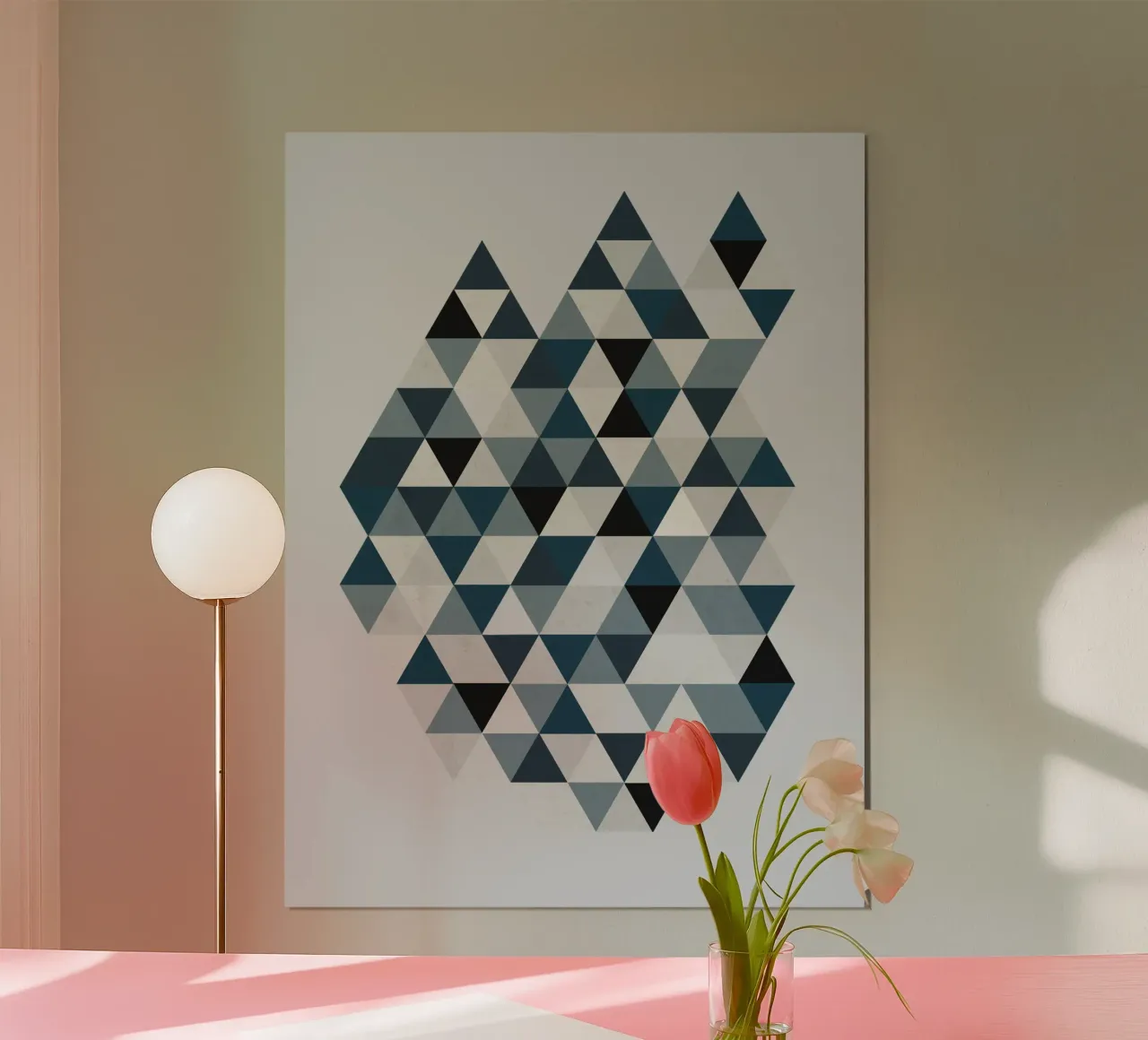 Ocean Mist Geometry - Sea Blue and Gray Triangle Pattern carta hahnemühle da Petra Lang - Design