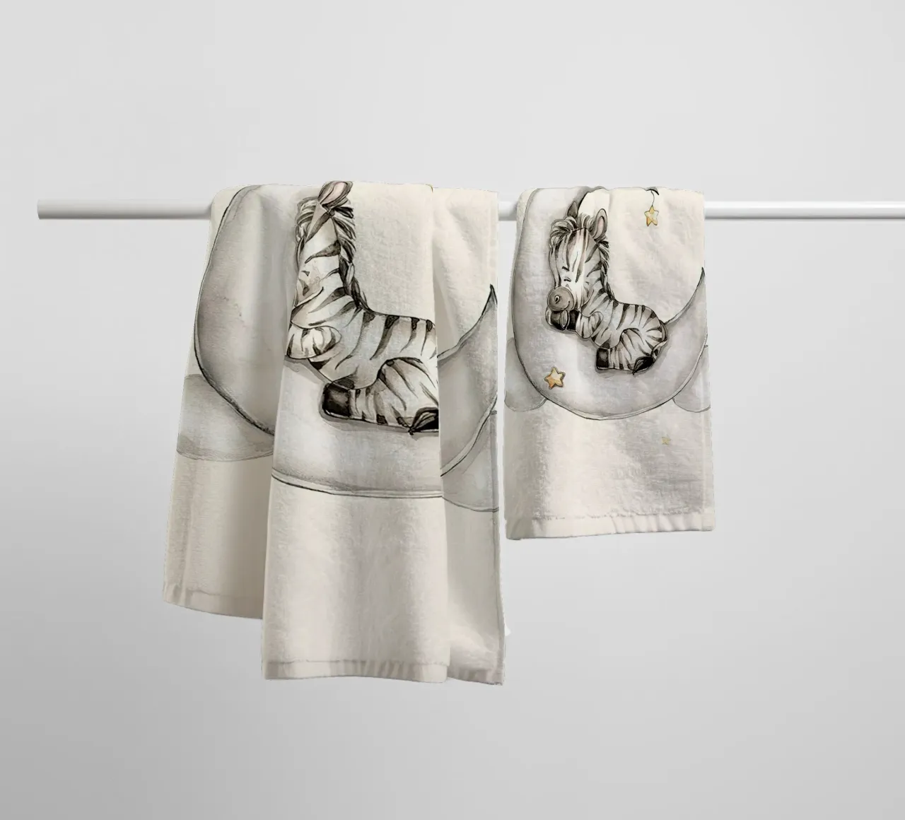 Zebra addormentata asciugamano da bagno da Emil Art Studio