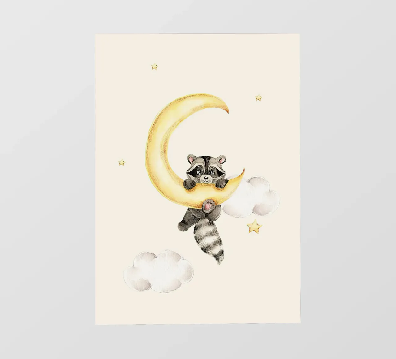 Procione e Luna telo in pvc da Emil Art Studio