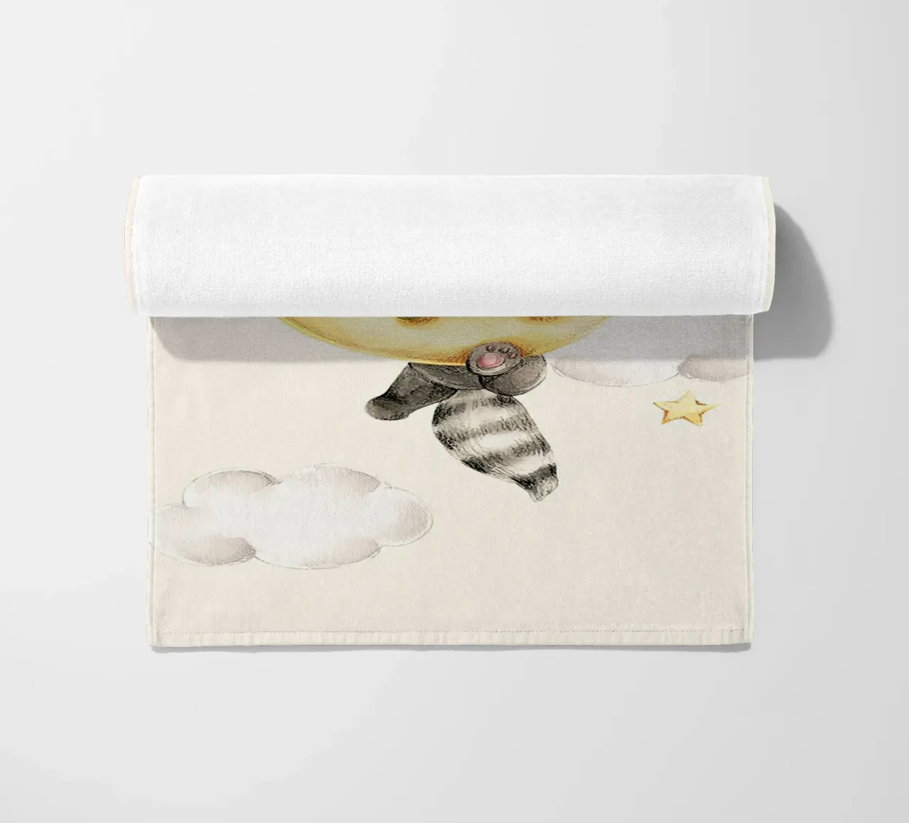 Procione e Luna telo mare da Emil Art Studio