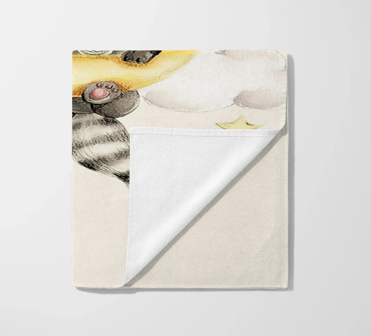 Procione e Luna telo mare da Emil Art Studio