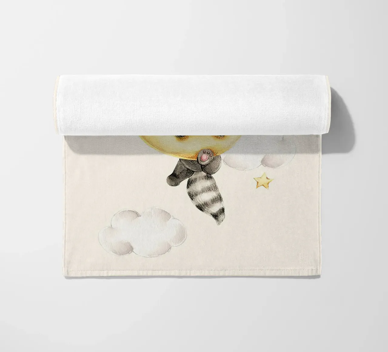 Procione e Luna telo mare da Emil Art Studio