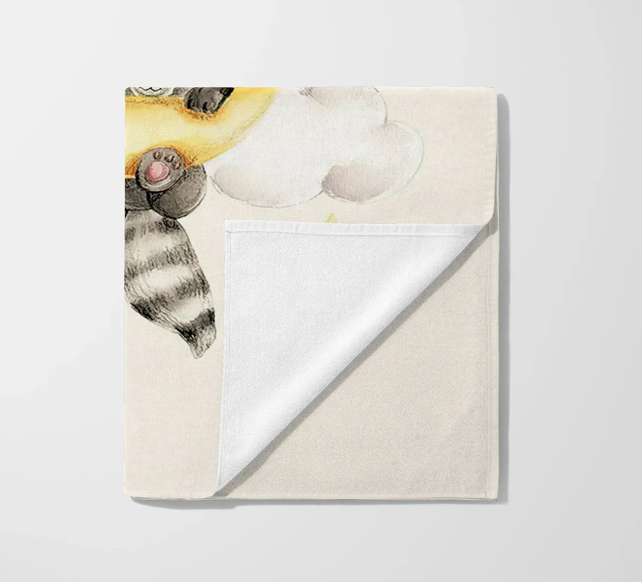 Procione e Luna telo mare da Emil Art Studio