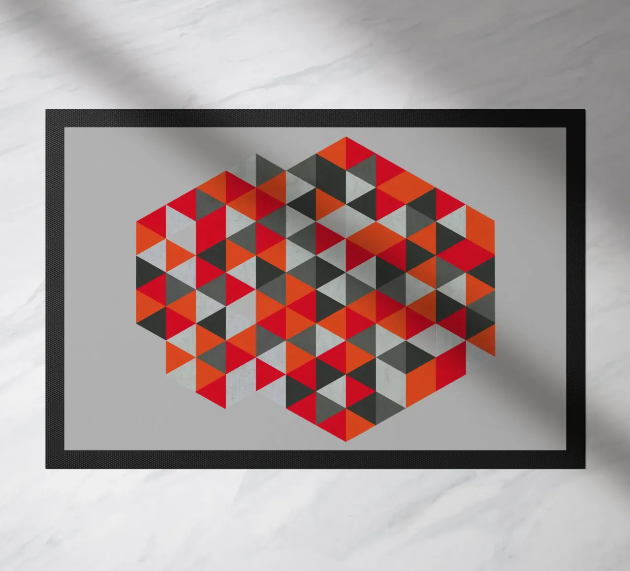 Red and Gray Geometric Triangle Pattern doormat by Petra Lang - Design