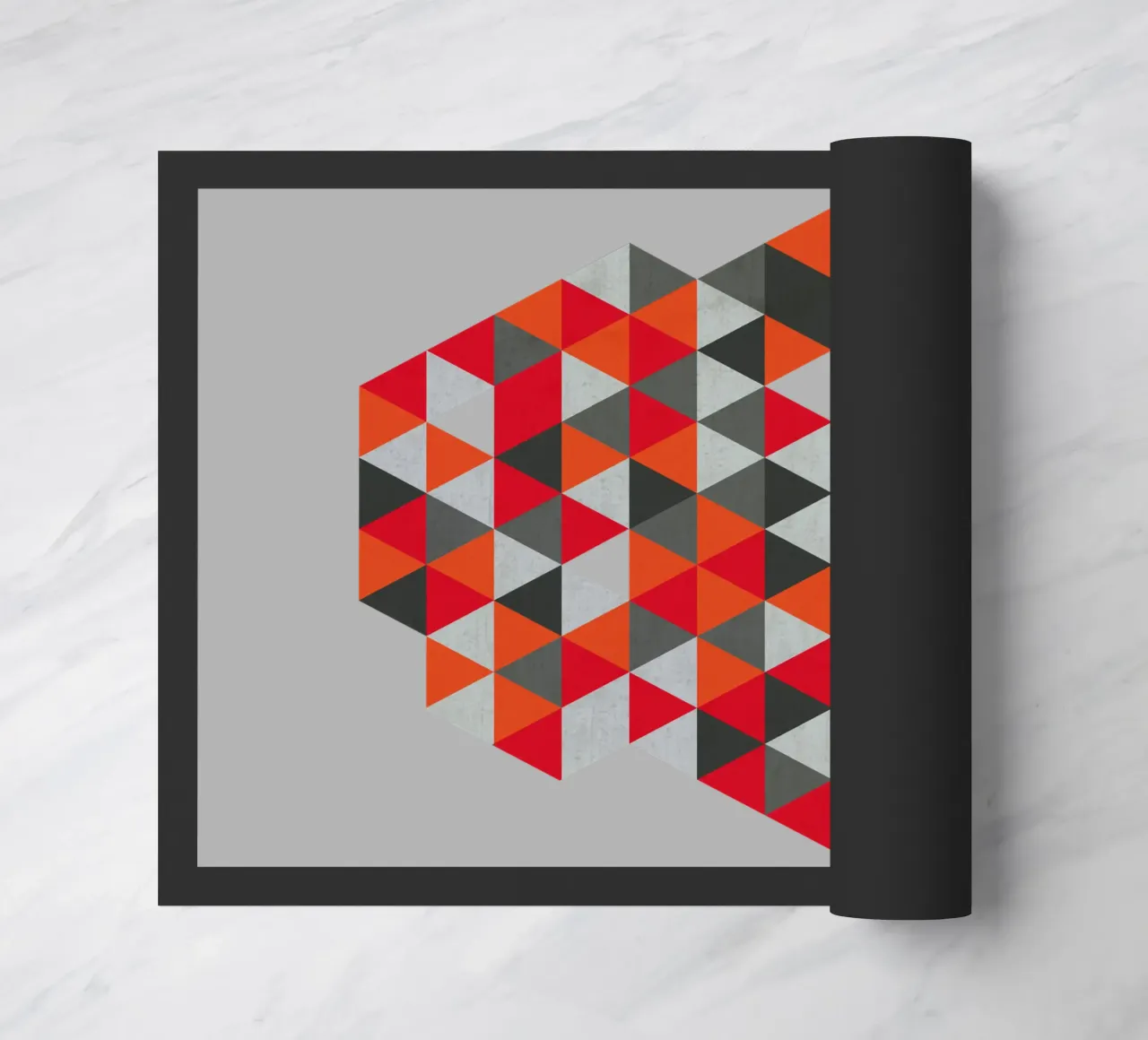 Red and Gray Geometric Triangle Pattern doormat by Petra Lang - Design