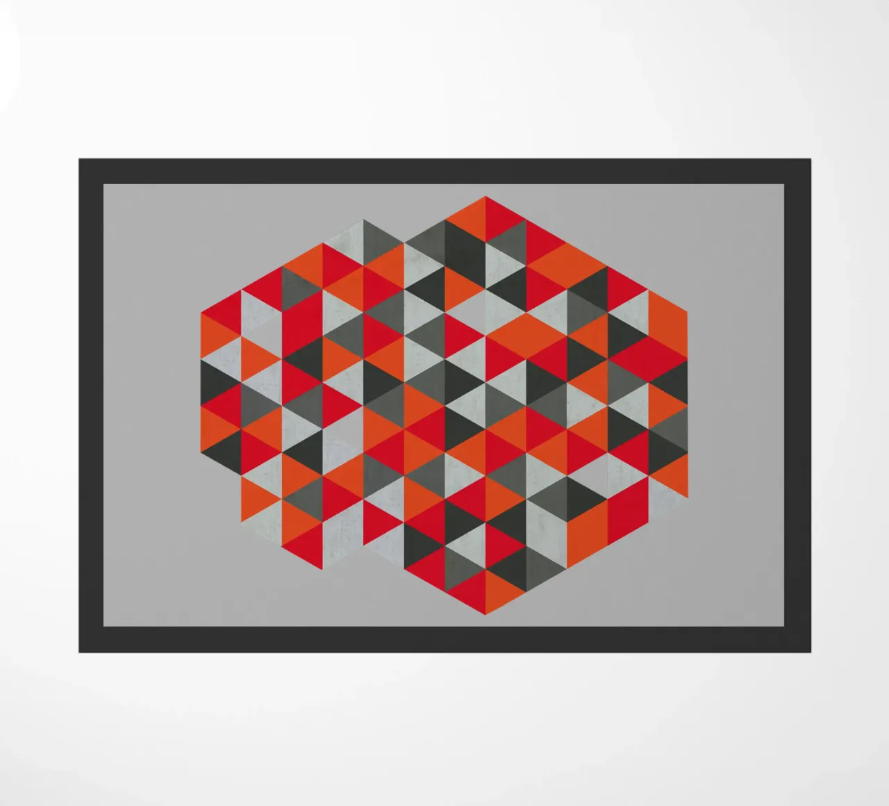 Red and Gray Geometric Triangle Pattern doormat by Petra Lang - Design